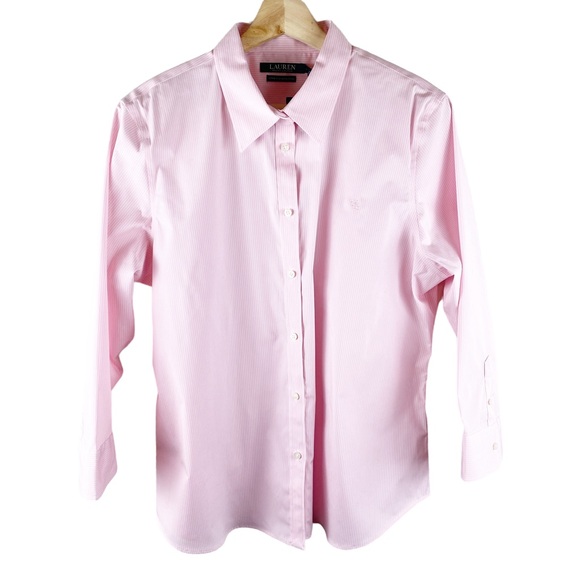 Lauren Ralph Lauren Women's 3/4 Sleeve Button up Cotton non-iron Size XL NWT - Picture 2 of 8